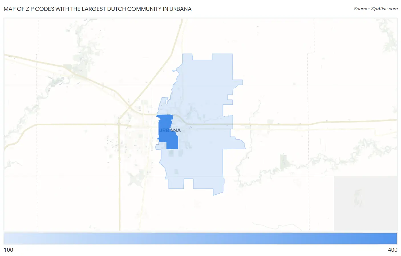 Zip Codes with the Largest Dutch Community in Urbana Map