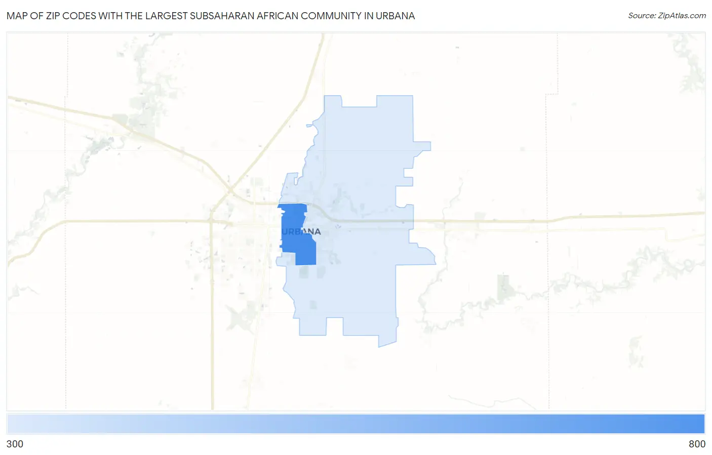 Zip Codes with the Largest Subsaharan African Community in Urbana Map