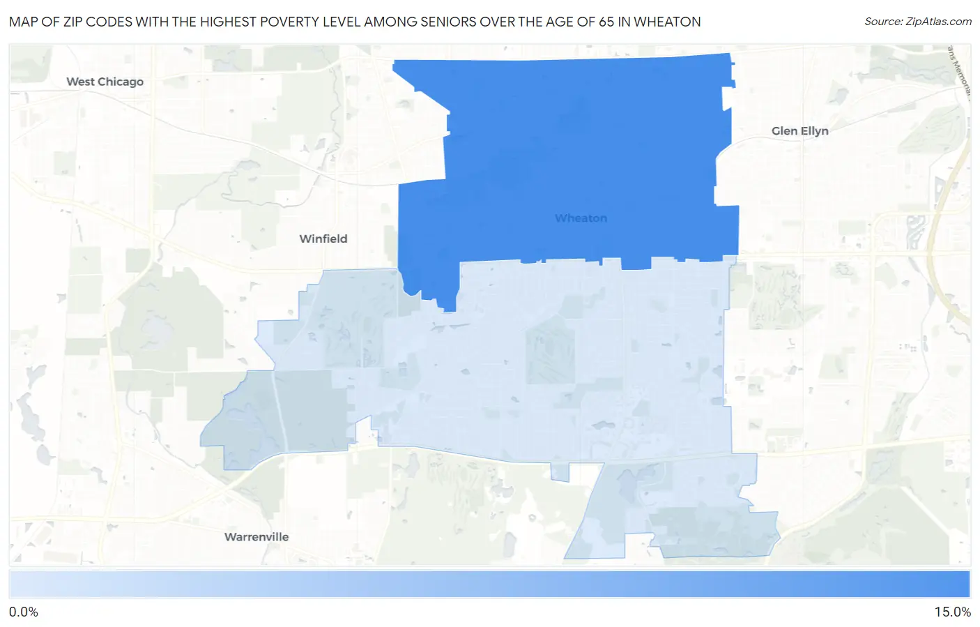Zip Codes with the Highest Poverty Level Among Seniors Over the Age of 65 in Wheaton Map