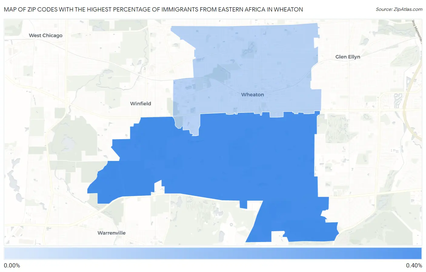 Zip Codes with the Highest Percentage of Immigrants from Eastern Africa in Wheaton Map