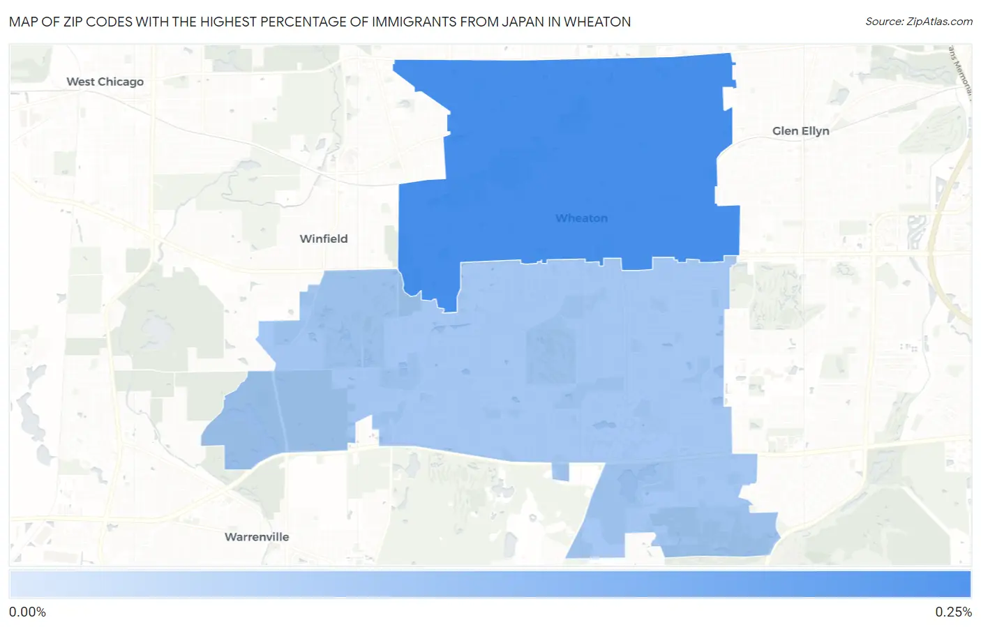 Zip Codes with the Highest Percentage of Immigrants from Japan in Wheaton Map