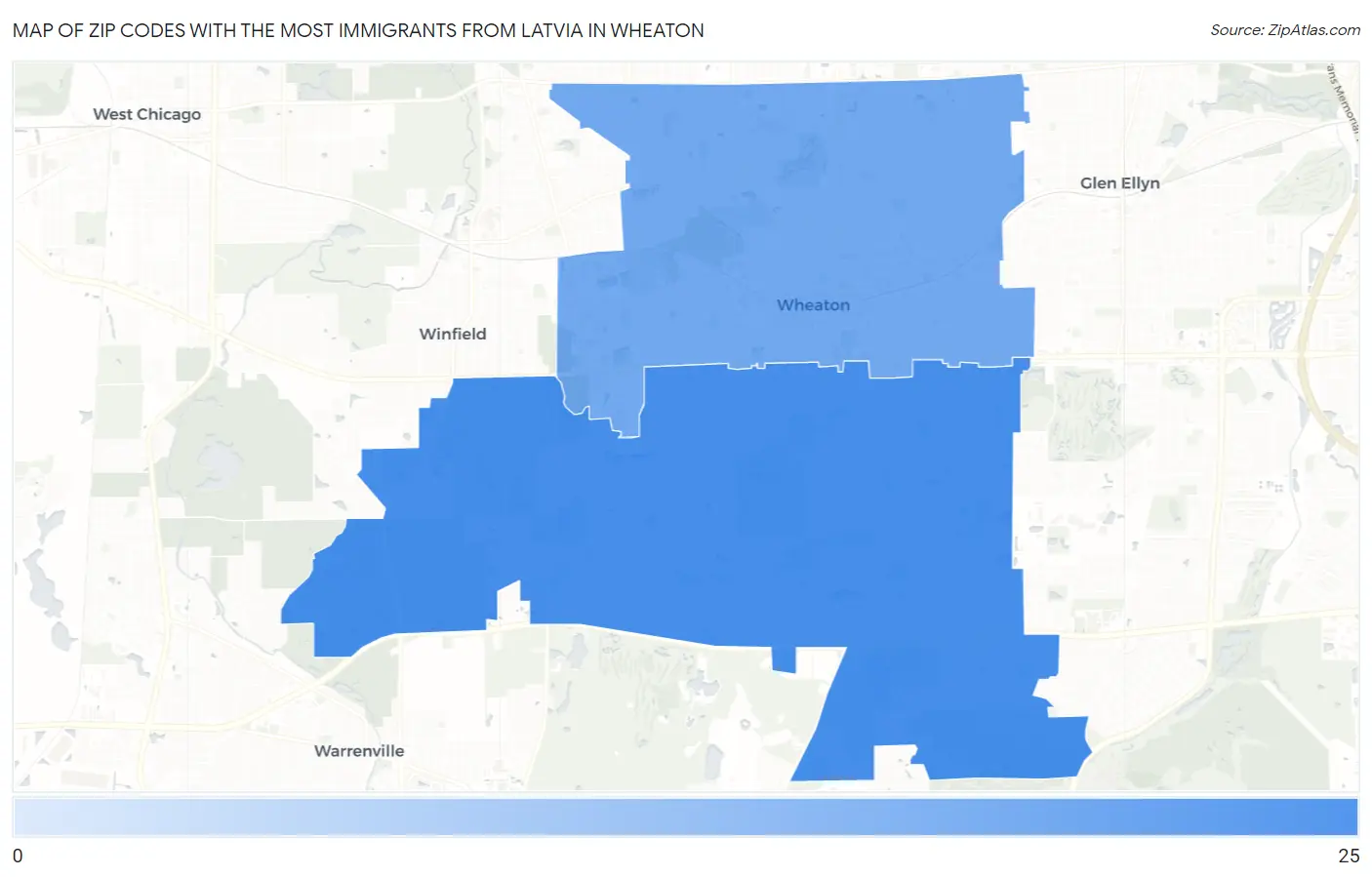 Zip Codes with the Most Immigrants from Latvia in Wheaton Map