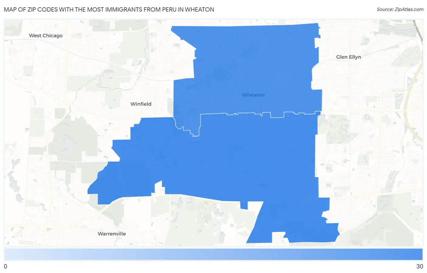 Zip Codes with the Most Immigrants from Peru in Wheaton Map