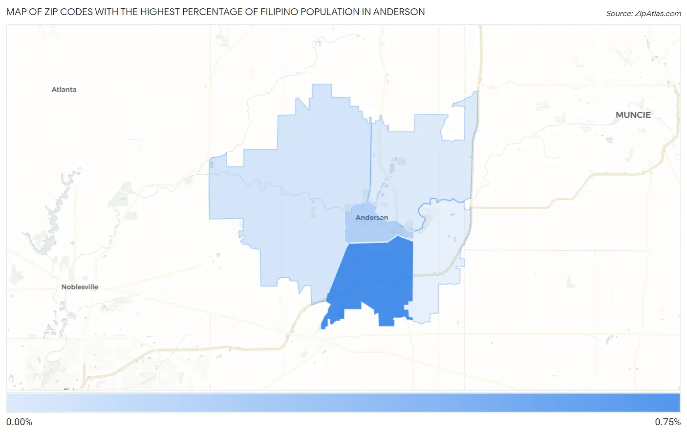 Zip Codes with the Highest Percentage of Filipino Population in Anderson Map