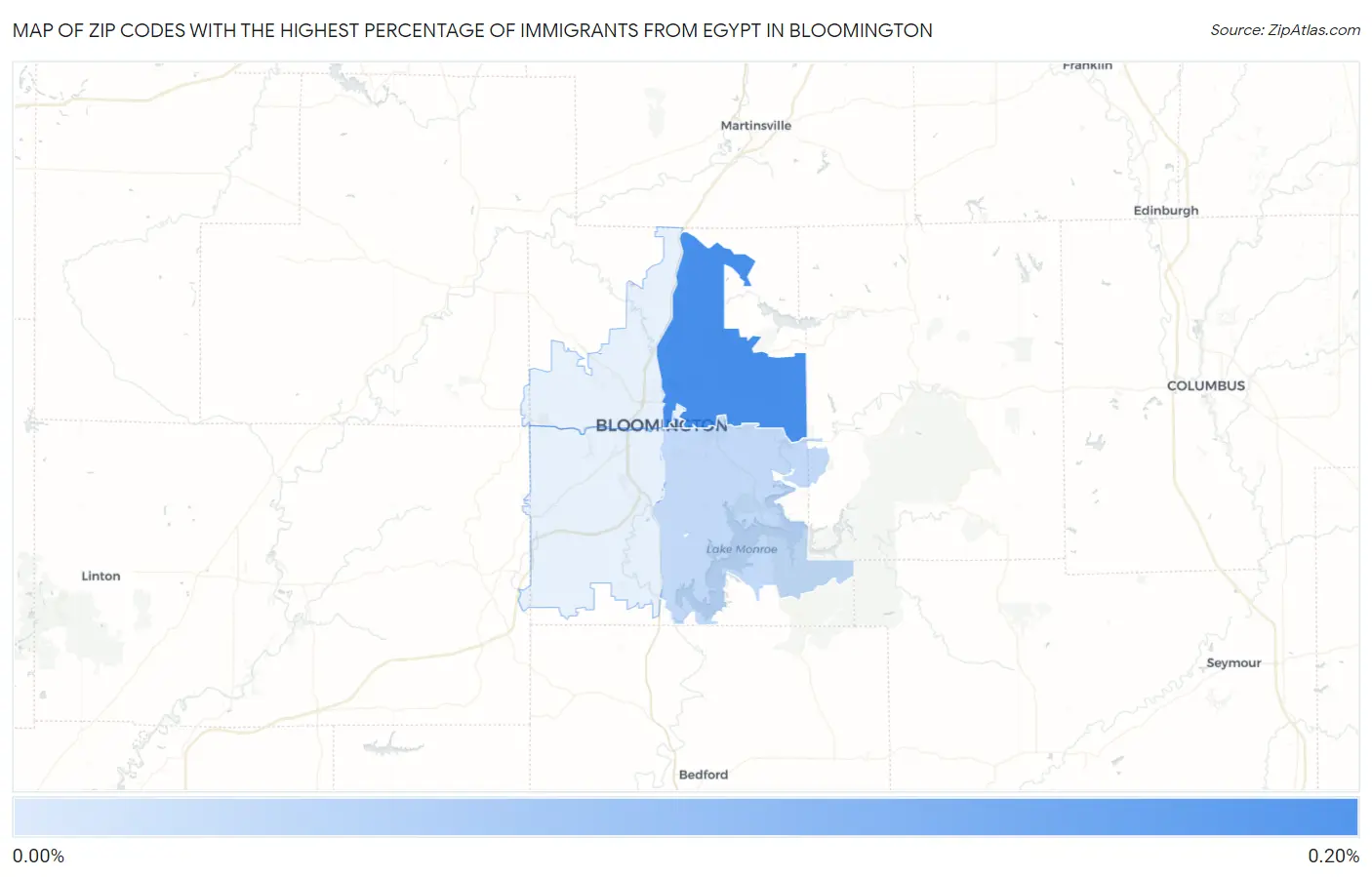 Zip Codes with the Highest Percentage of Immigrants from Egypt in Bloomington Map