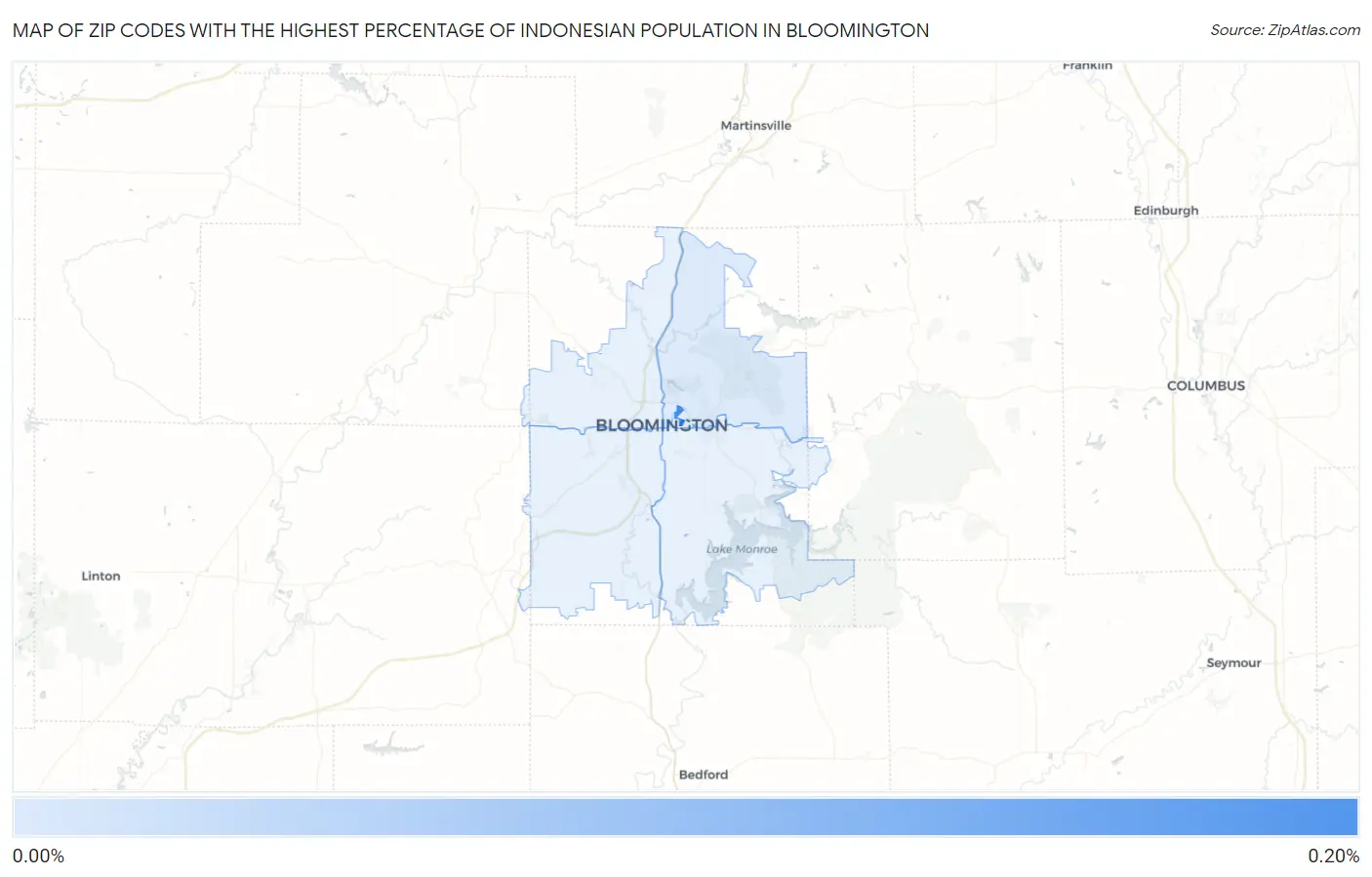 Zip Codes with the Highest Percentage of Indonesian Population in Bloomington Map