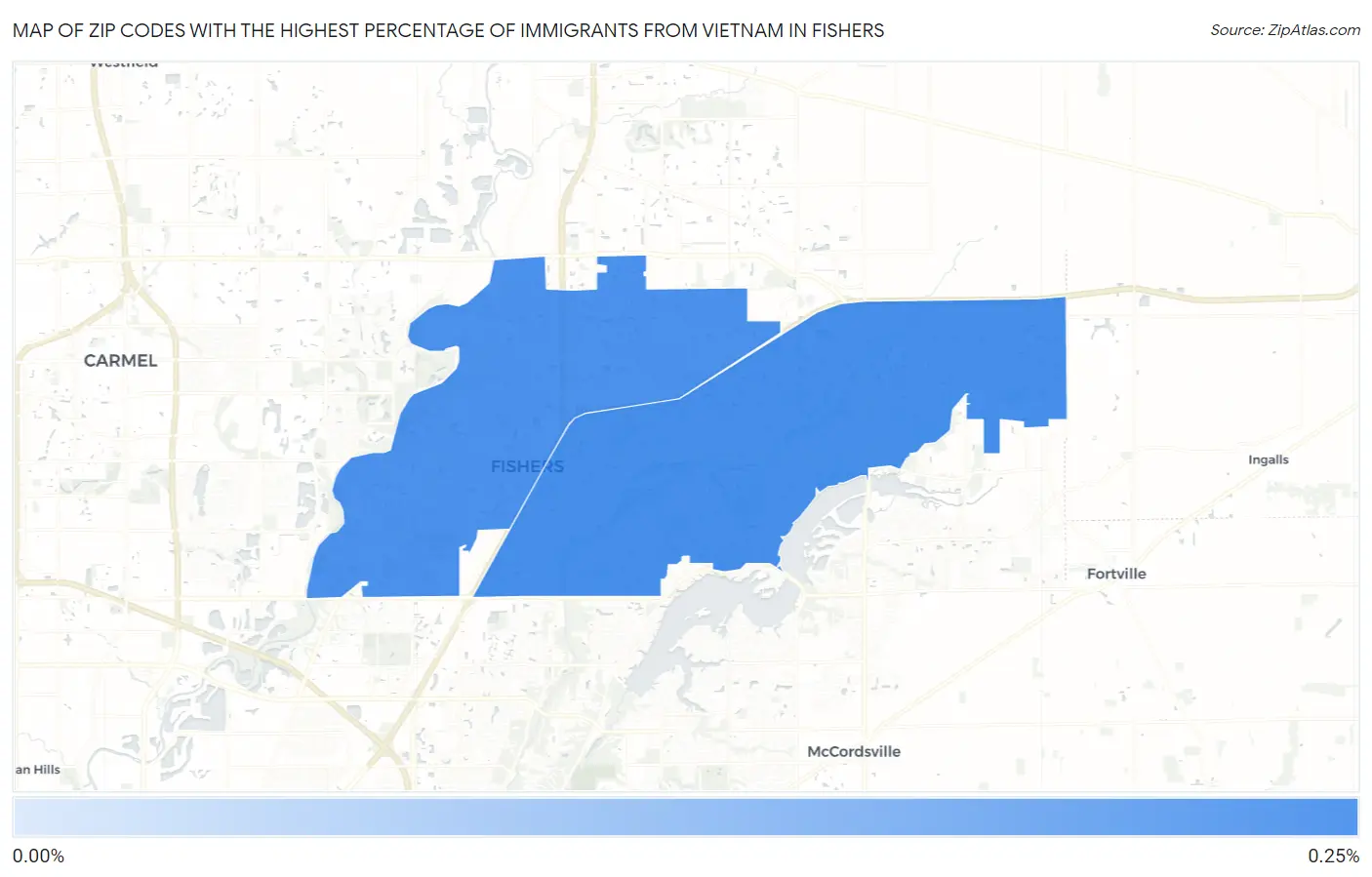Zip Codes with the Highest Percentage of Immigrants from Vietnam in Fishers Map