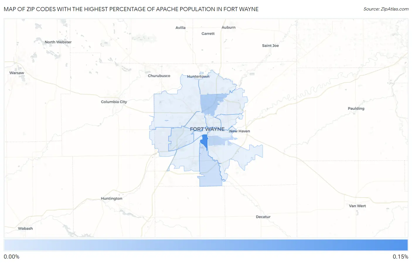 Zip Codes with the Highest Percentage of Apache Population in Fort Wayne Map