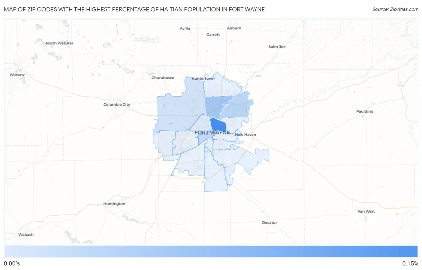 Zip Codes with the Highest Percentage of Haitian Population in Fort Wayne Map