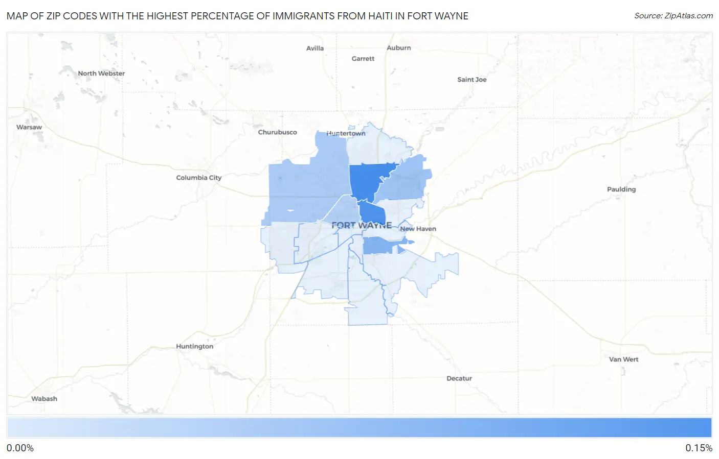 Zip Codes with the Highest Percentage of Immigrants from Haiti in Fort Wayne Map