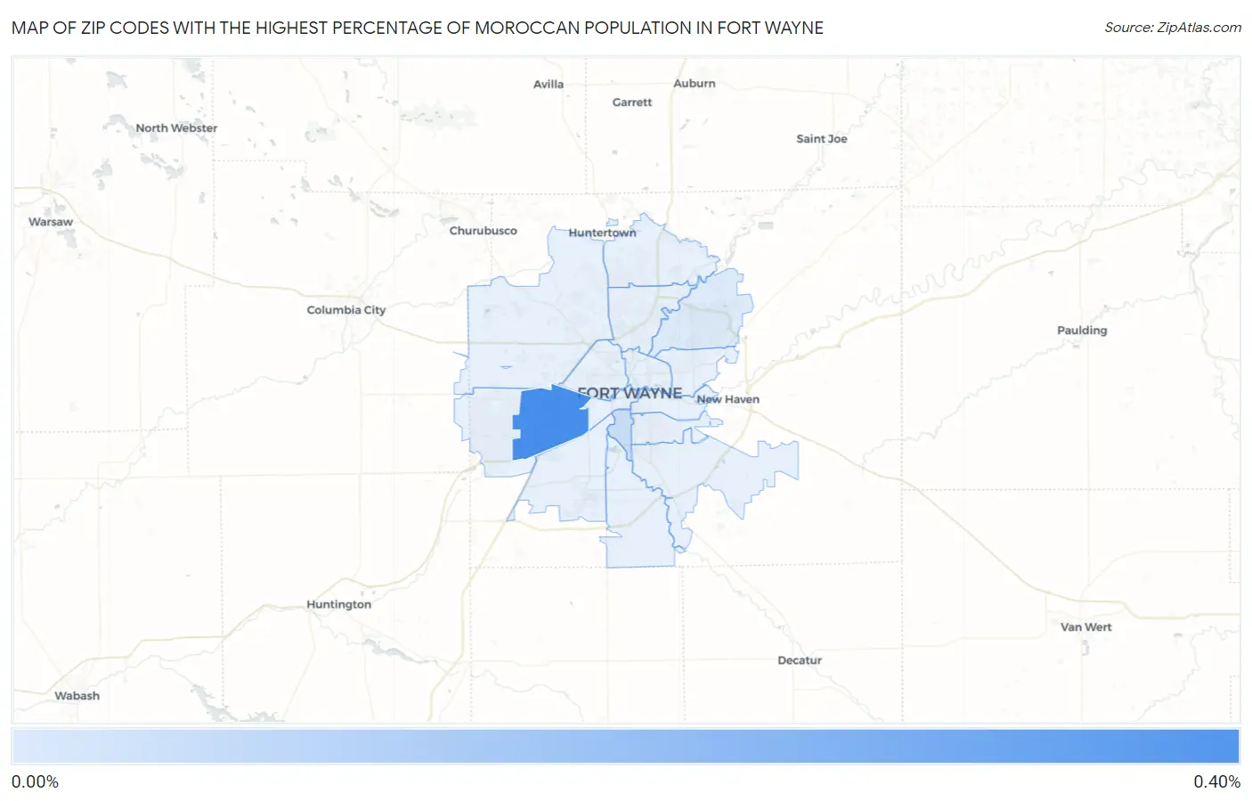 Zip Codes with the Highest Percentage of Moroccan Population in Fort Wayne Map