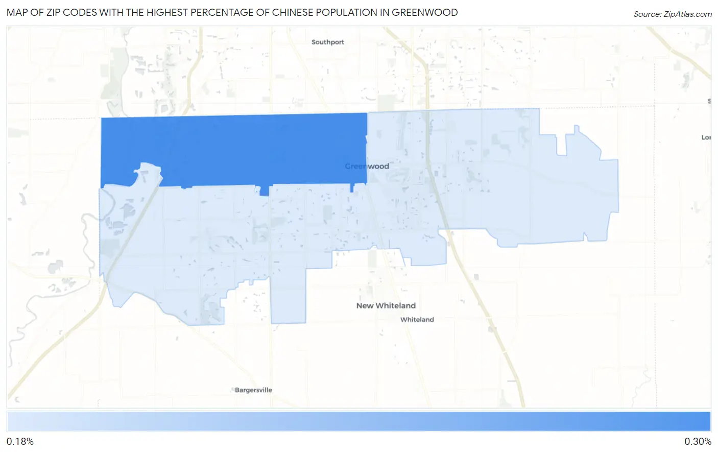Zip Codes with the Highest Percentage of Chinese Population in Greenwood Map