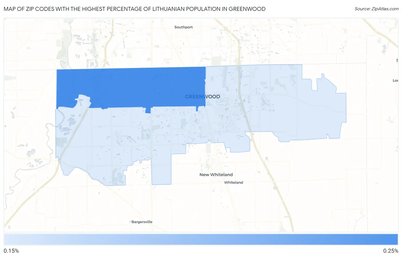 Zip Codes with the Highest Percentage of Lithuanian Population in Greenwood Map