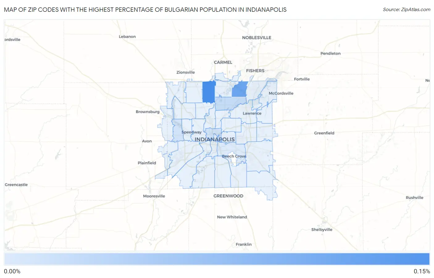 Zip Codes with the Highest Percentage of Bulgarian Population in Indianapolis Map
