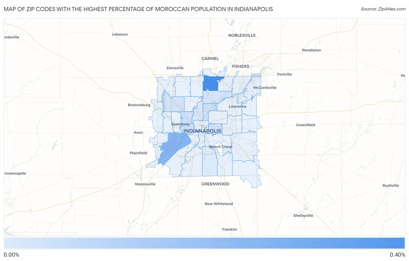 Zip Codes with the Highest Percentage of Moroccan Population in Indianapolis Map