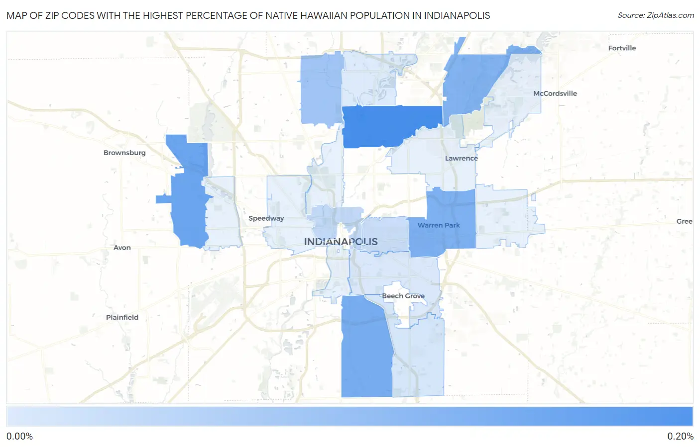 Zip Codes with the Highest Percentage of Native Hawaiian Population in Indianapolis Map