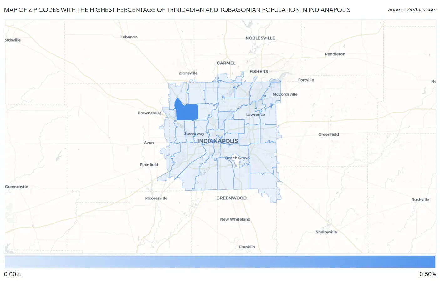 Zip Codes with the Highest Percentage of Trinidadian and Tobagonian Population in Indianapolis Map