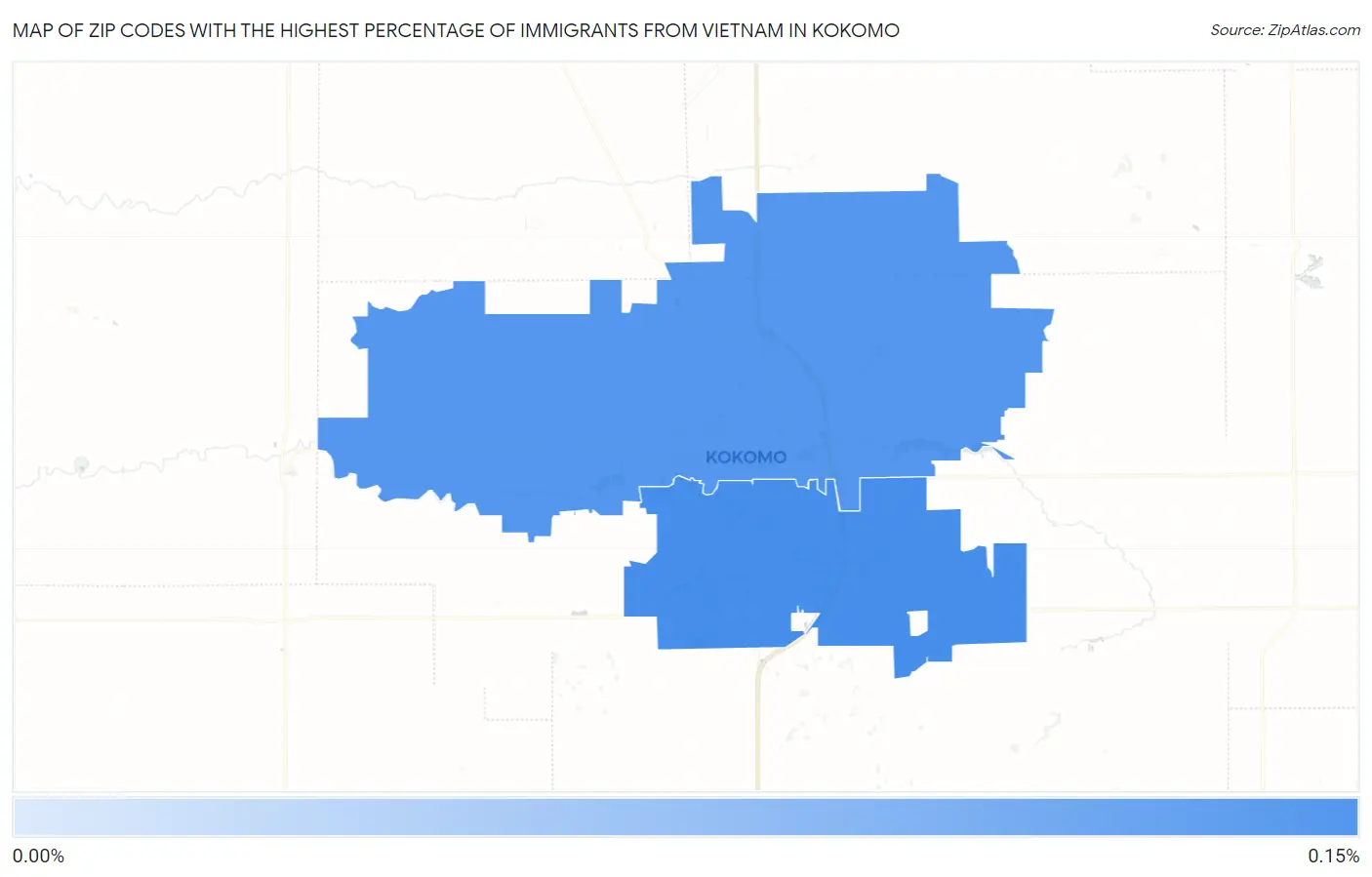 Zip Codes with the Highest Percentage of Immigrants from Vietnam in Kokomo Map