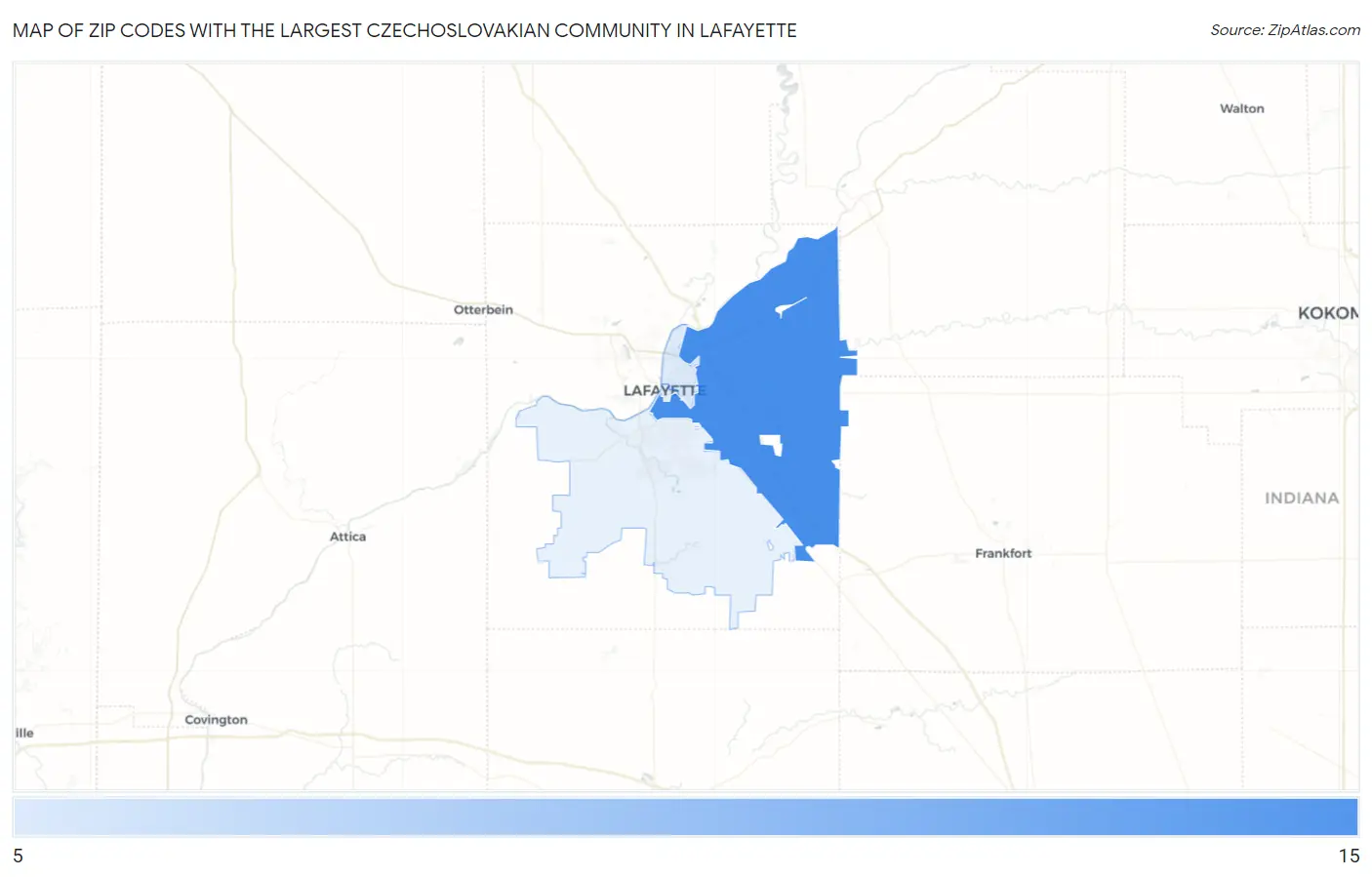 Zip Codes with the Largest Czechoslovakian Community in Lafayette Map