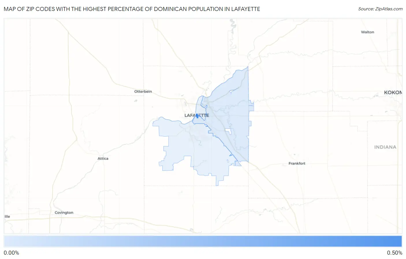 Zip Codes with the Highest Percentage of Dominican Population in Lafayette Map