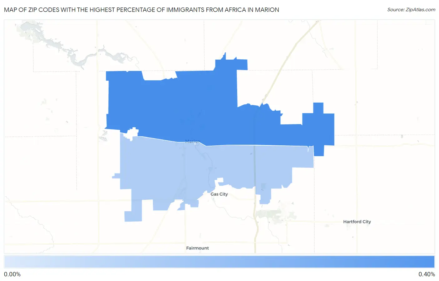 Zip Codes with the Highest Percentage of Immigrants from Africa in Marion Map