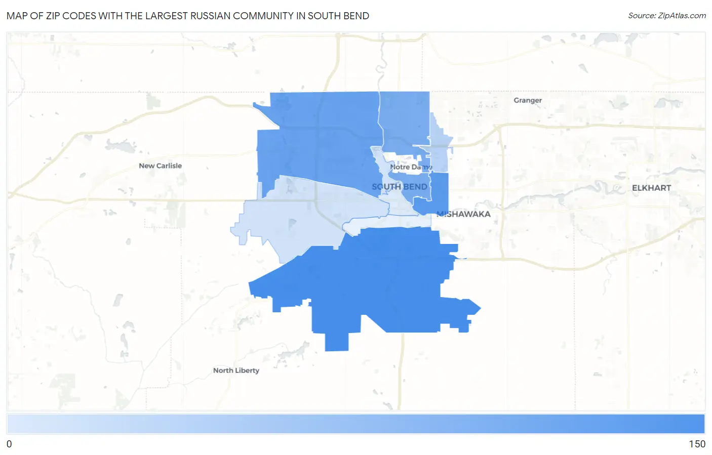 Zip Codes with the Largest Russian Community in South Bend Map