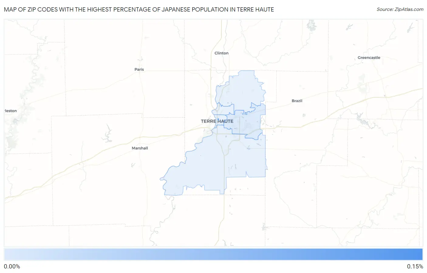 Zip Codes with the Highest Percentage of Japanese Population in Terre Haute Map
