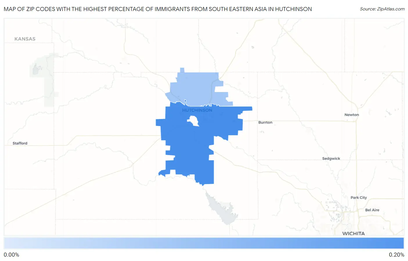 Zip Codes with the Highest Percentage of Immigrants from South Eastern Asia in Hutchinson Map