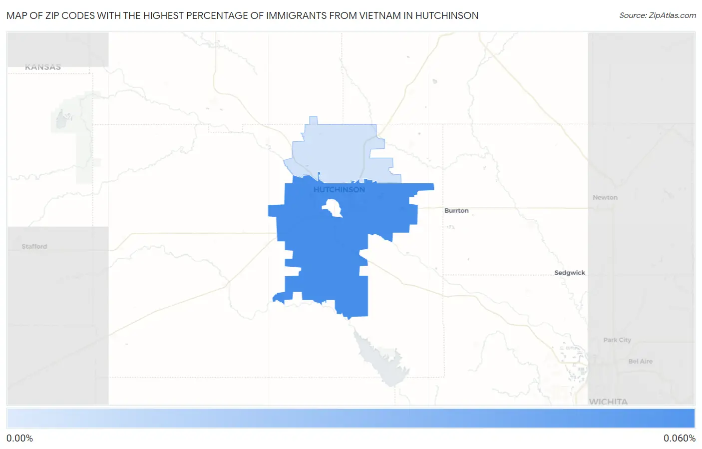 Zip Codes with the Highest Percentage of Immigrants from Vietnam in Hutchinson Map