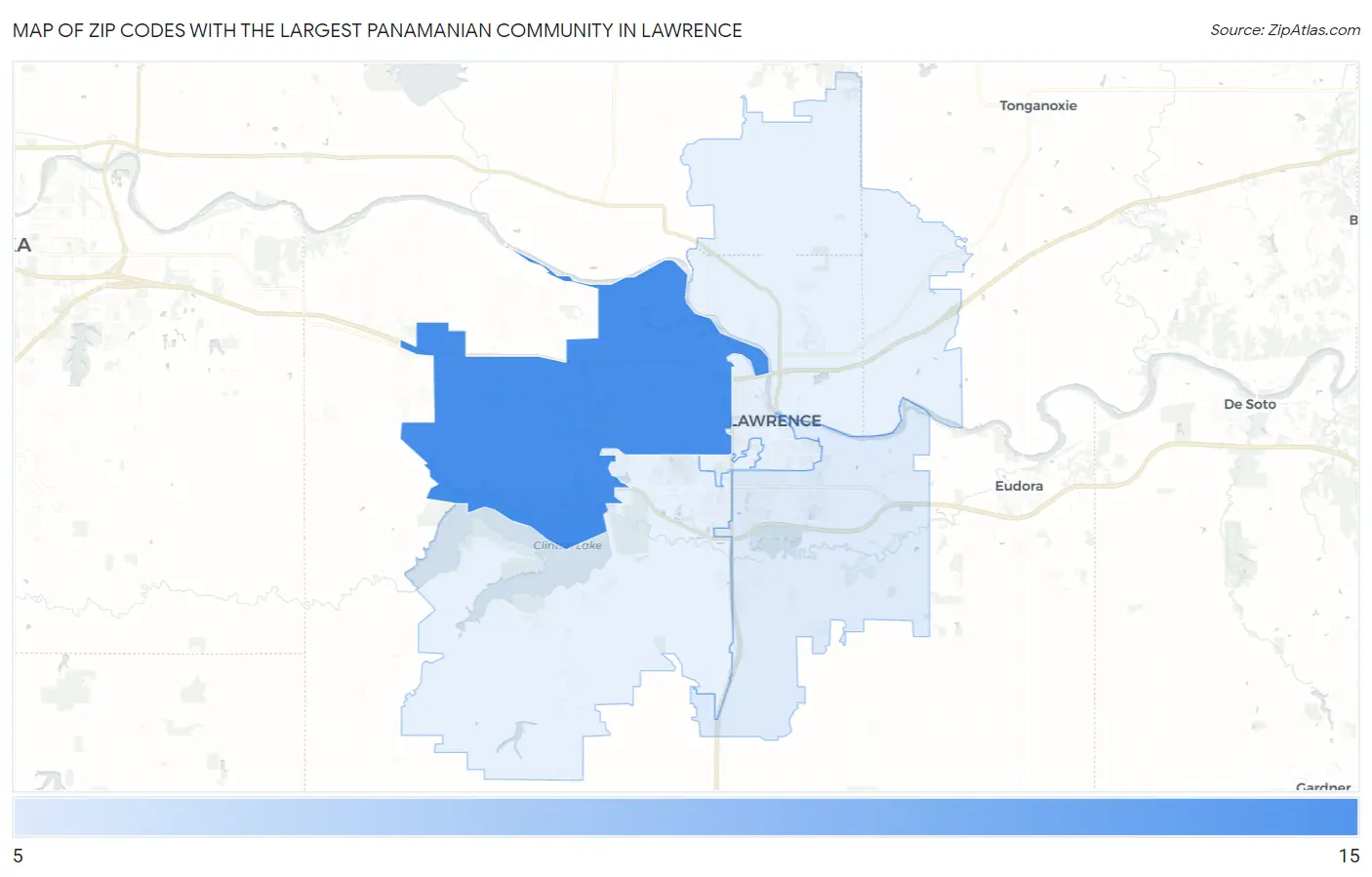 Zip Codes with the Largest Panamanian Community in Lawrence Map