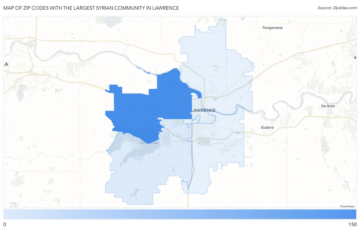 Zip Codes with the Largest Syrian Community in Lawrence Map