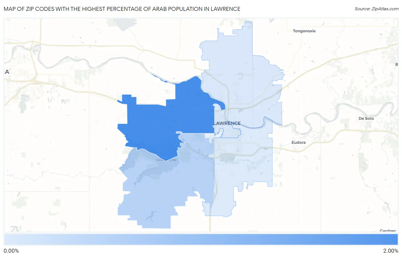 Zip Codes with the Highest Percentage of Arab Population in Lawrence Map