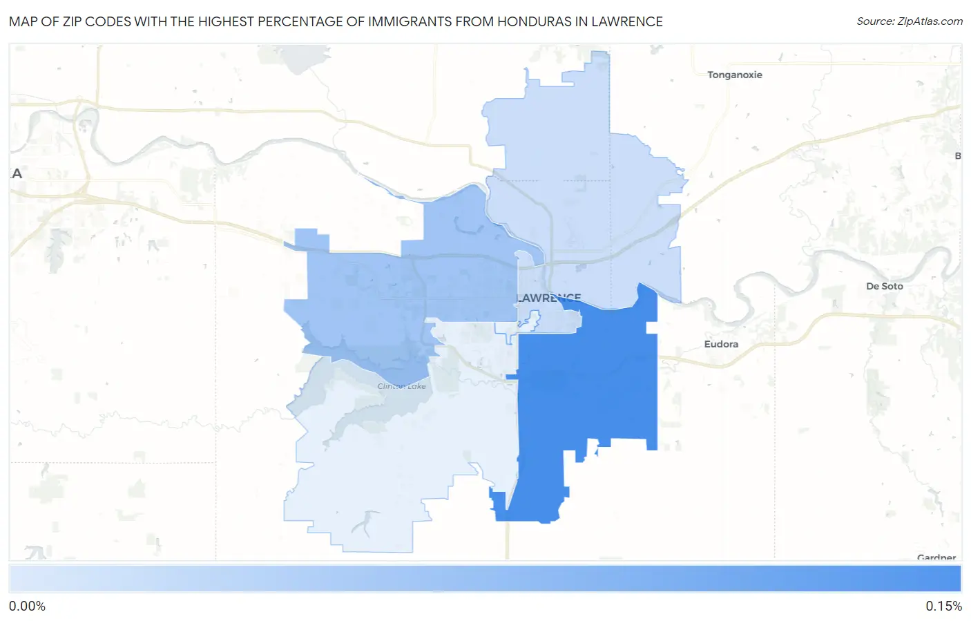 Zip Codes with the Highest Percentage of Immigrants from Honduras in Lawrence Map