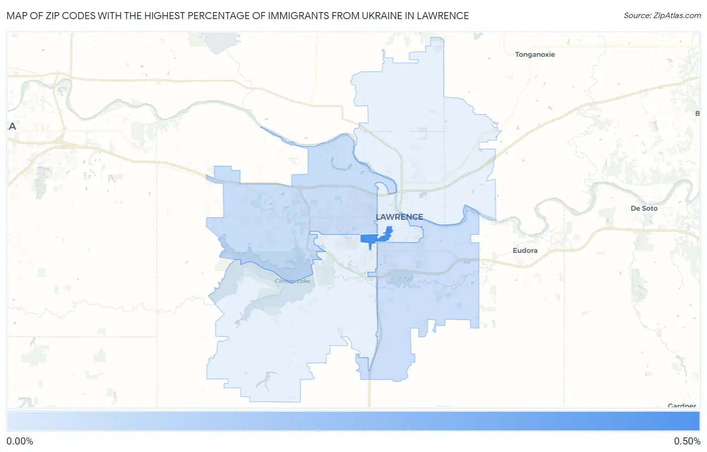 Zip Codes with the Highest Percentage of Immigrants from Ukraine in Lawrence Map