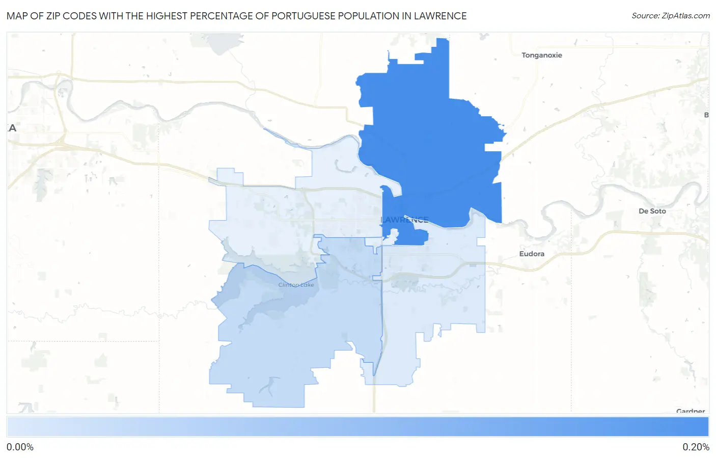 Zip Codes with the Highest Percentage of Portuguese Population in Lawrence Map