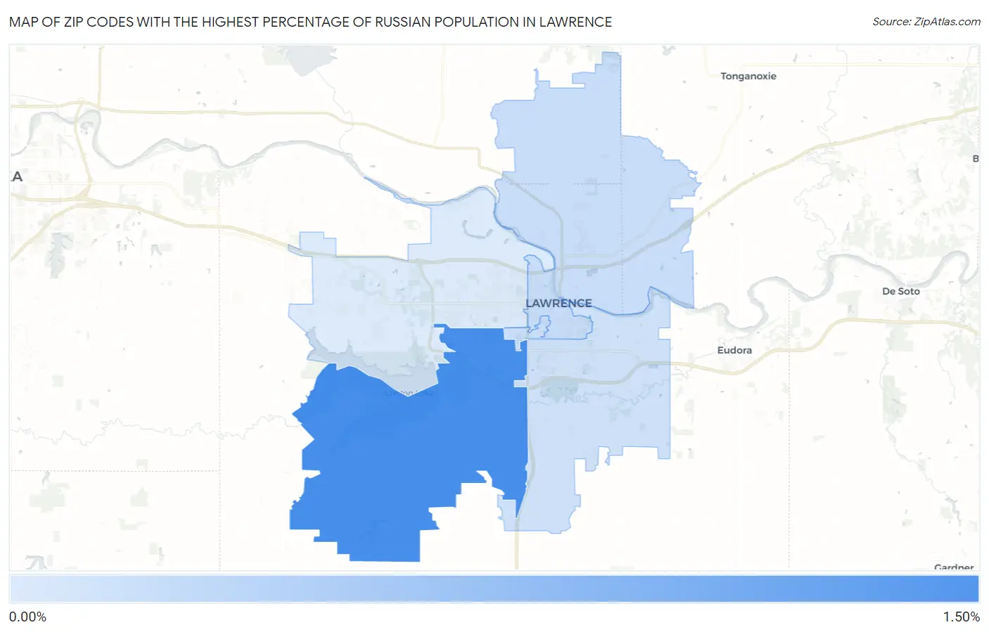 Zip Codes with the Highest Percentage of Russian Population in Lawrence Map
