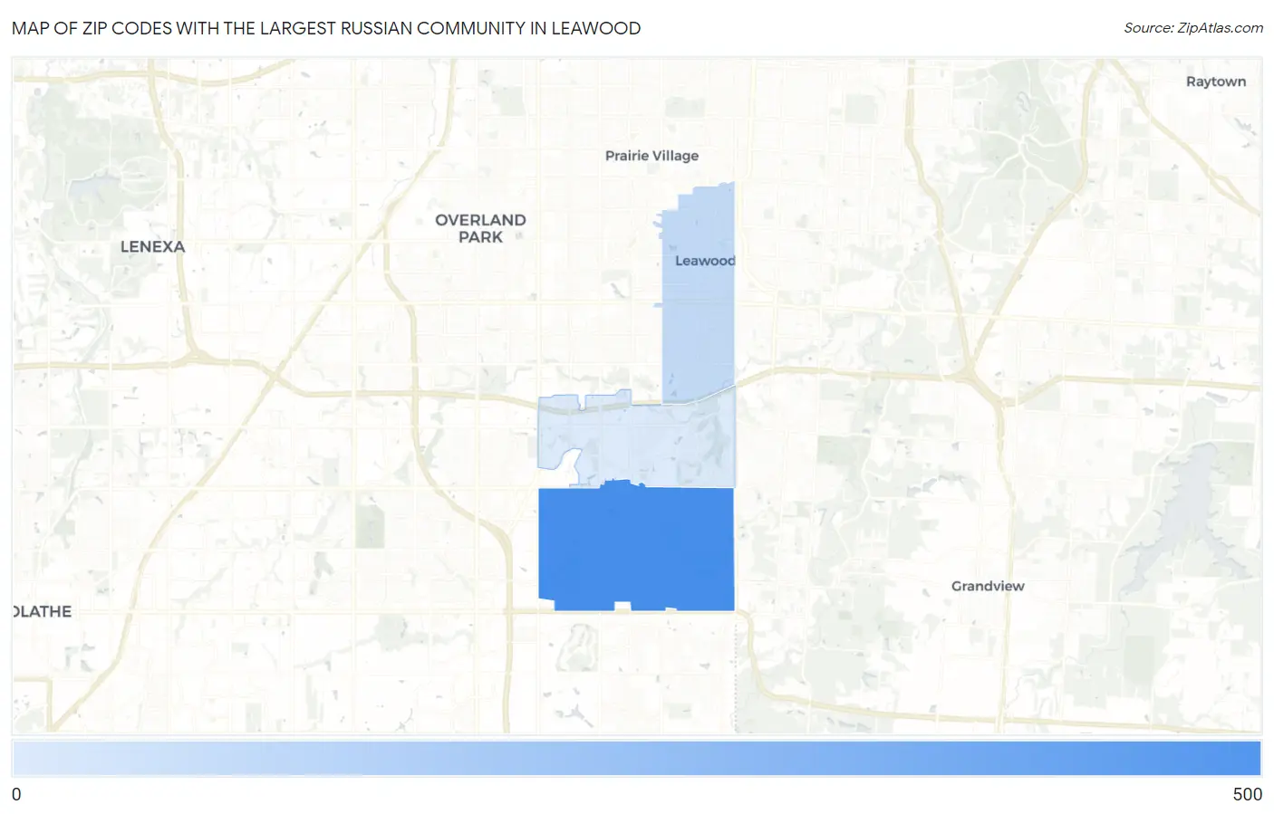 Zip Codes with the Largest Russian Community in Leawood Map