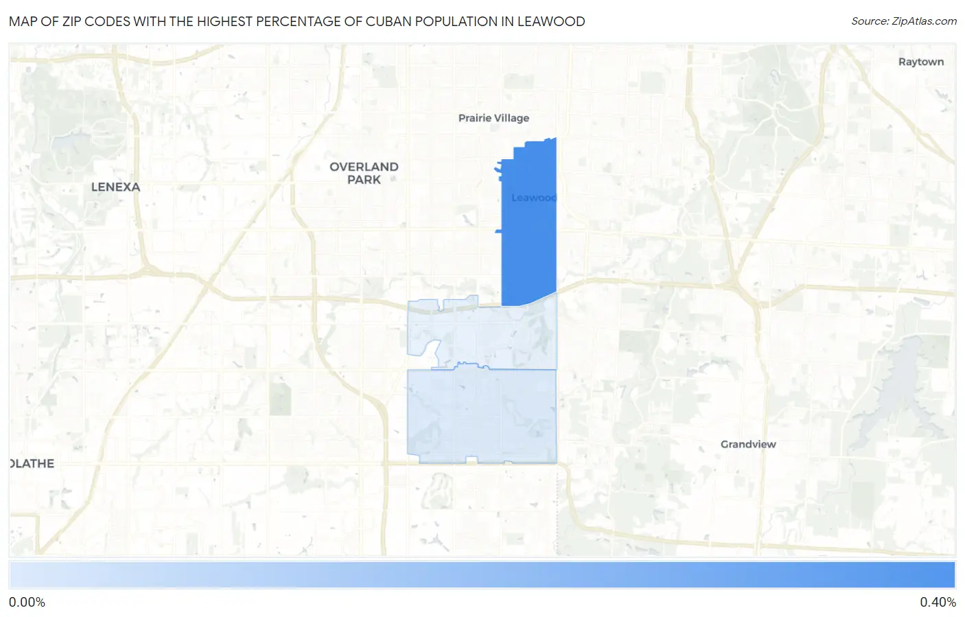 Zip Codes with the Highest Percentage of Cuban Population in Leawood Map