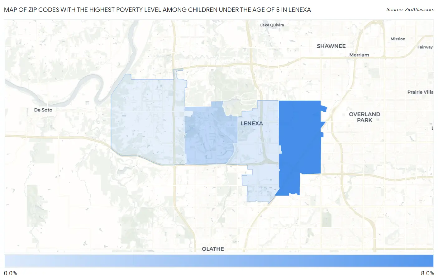 Zip Codes with the Highest Poverty Level Among Children Under the Age of 5 in Lenexa Map