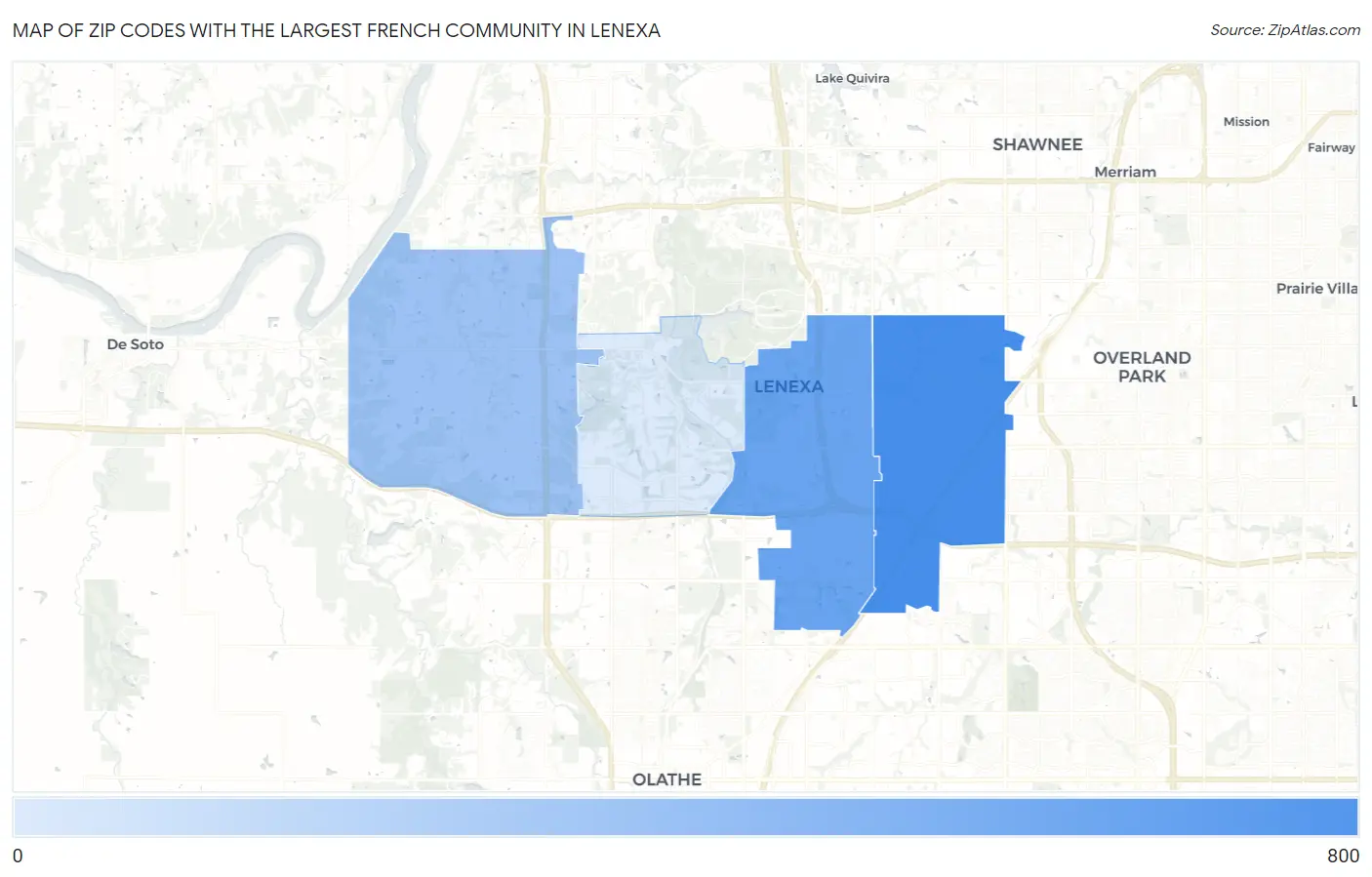 Zip Codes with the Largest French Community in Lenexa Map