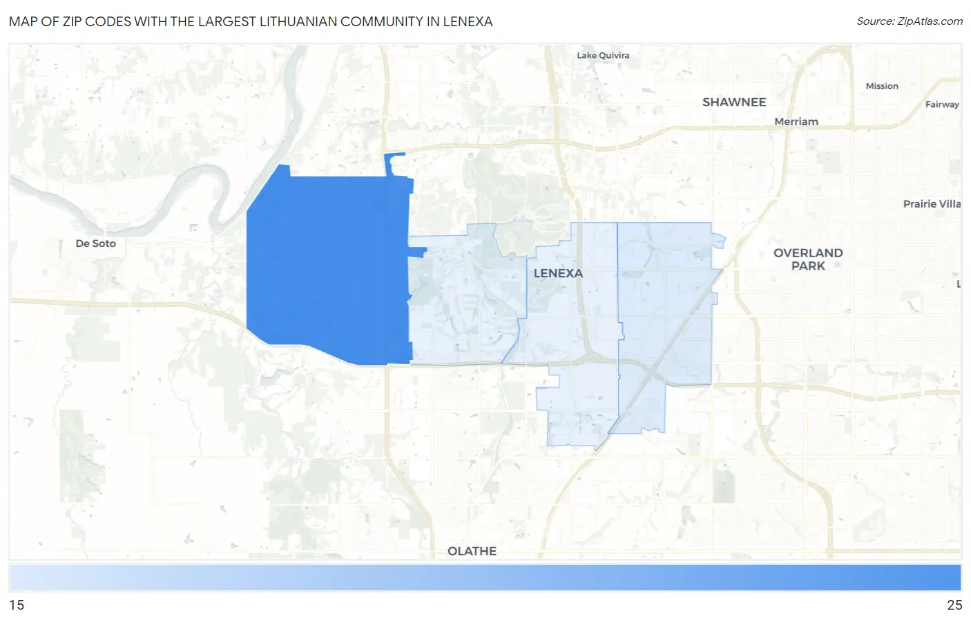 Zip Codes with the Largest Lithuanian Community in Lenexa Map