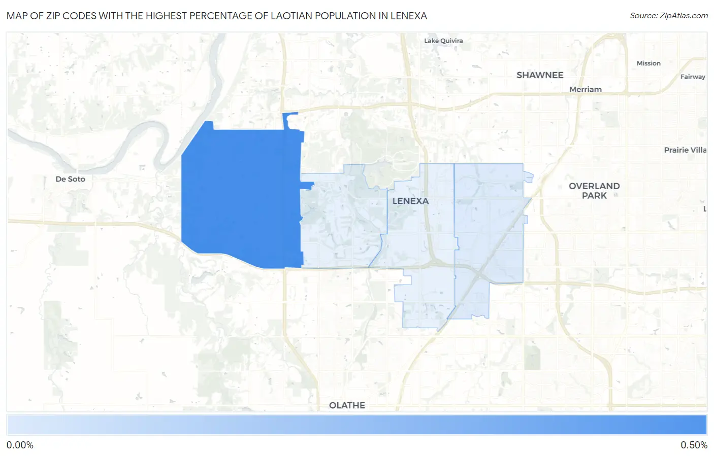Zip Codes with the Highest Percentage of Laotian Population in Lenexa Map