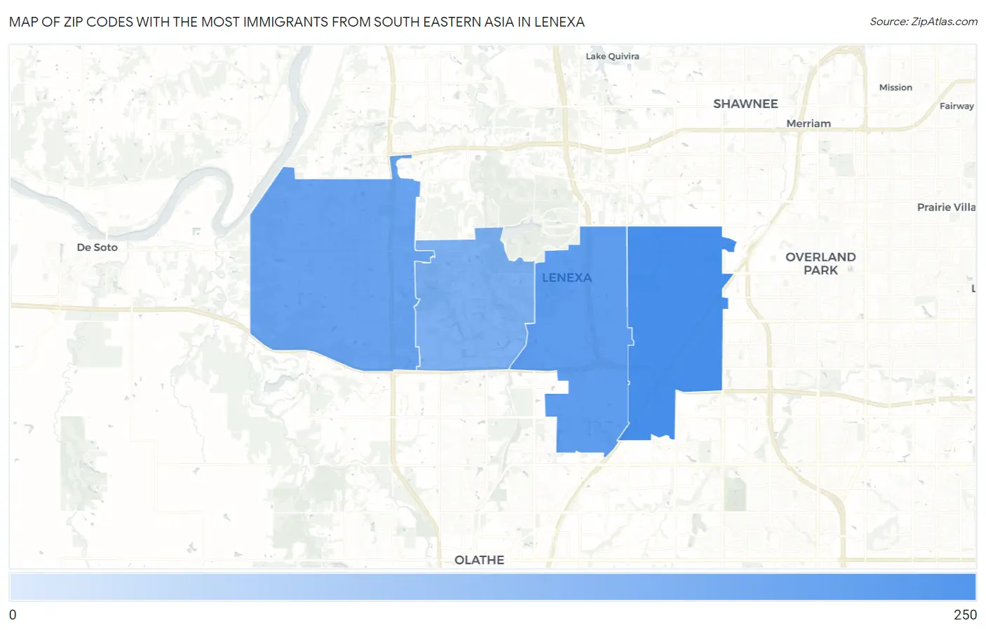 Zip Codes with the Most Immigrants from South Eastern Asia in Lenexa Map