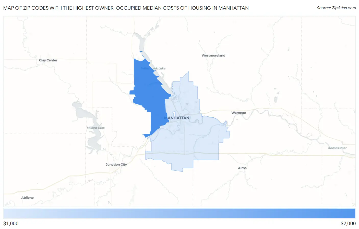 Zip Codes with the Highest Owner-Occupied Median Costs of Housing in Manhattan Map