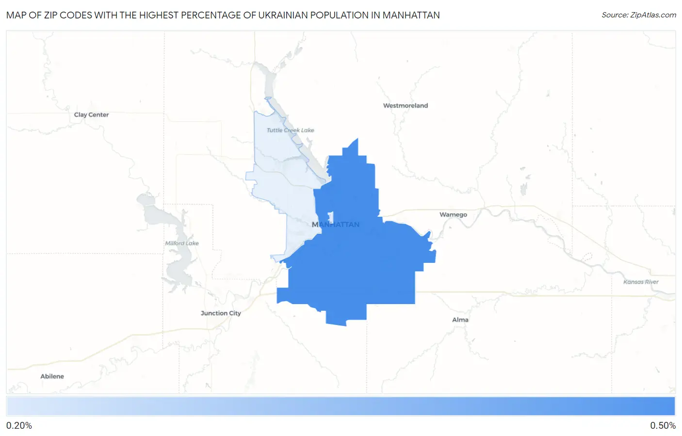 Zip Codes with the Highest Percentage of Ukrainian Population in Manhattan Map