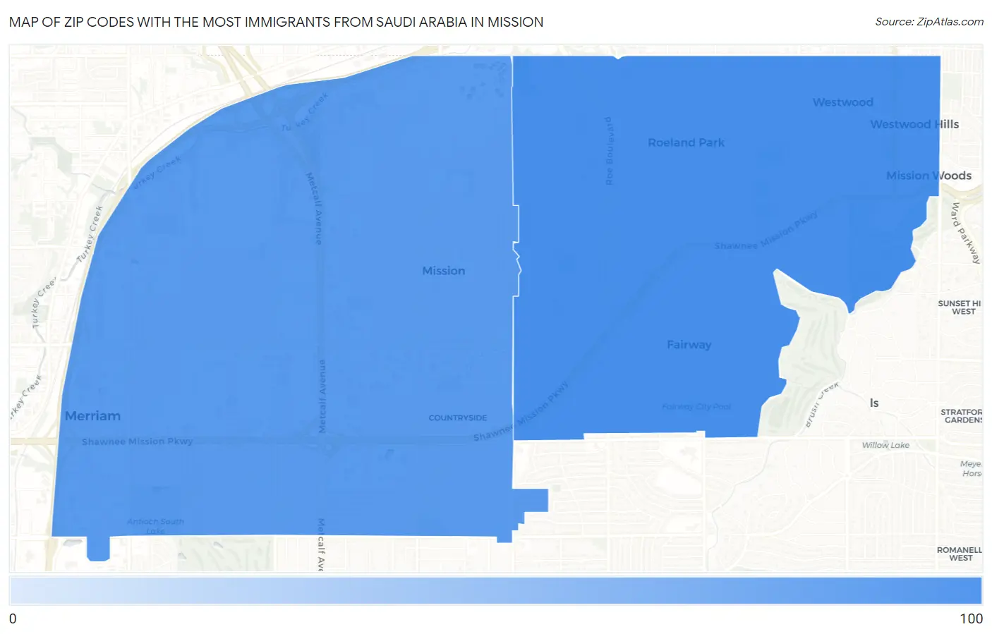 Zip Codes with the Most Immigrants from Saudi Arabia in Mission Map
