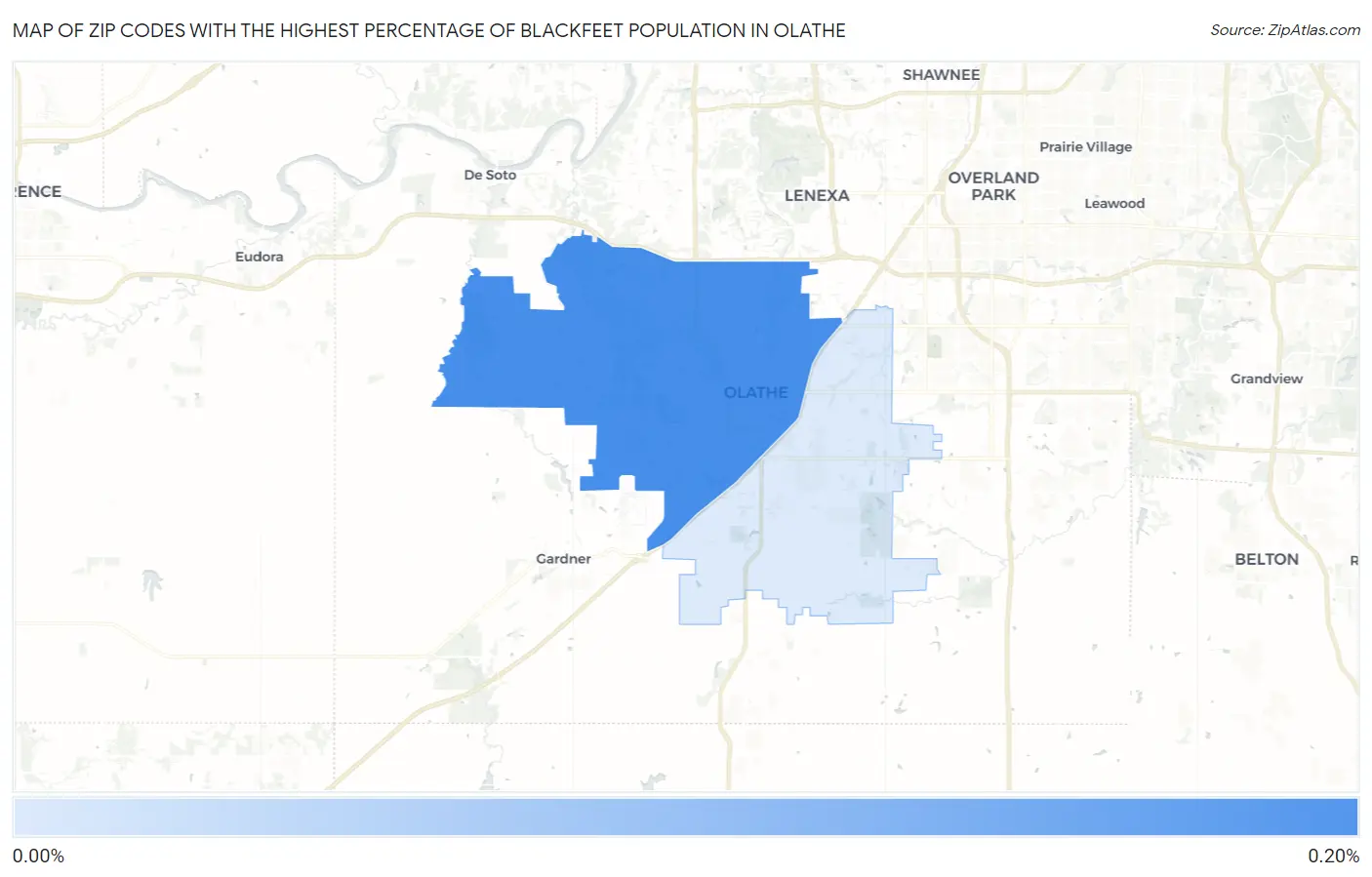 Zip Codes with the Highest Percentage of Blackfeet Population in Olathe Map