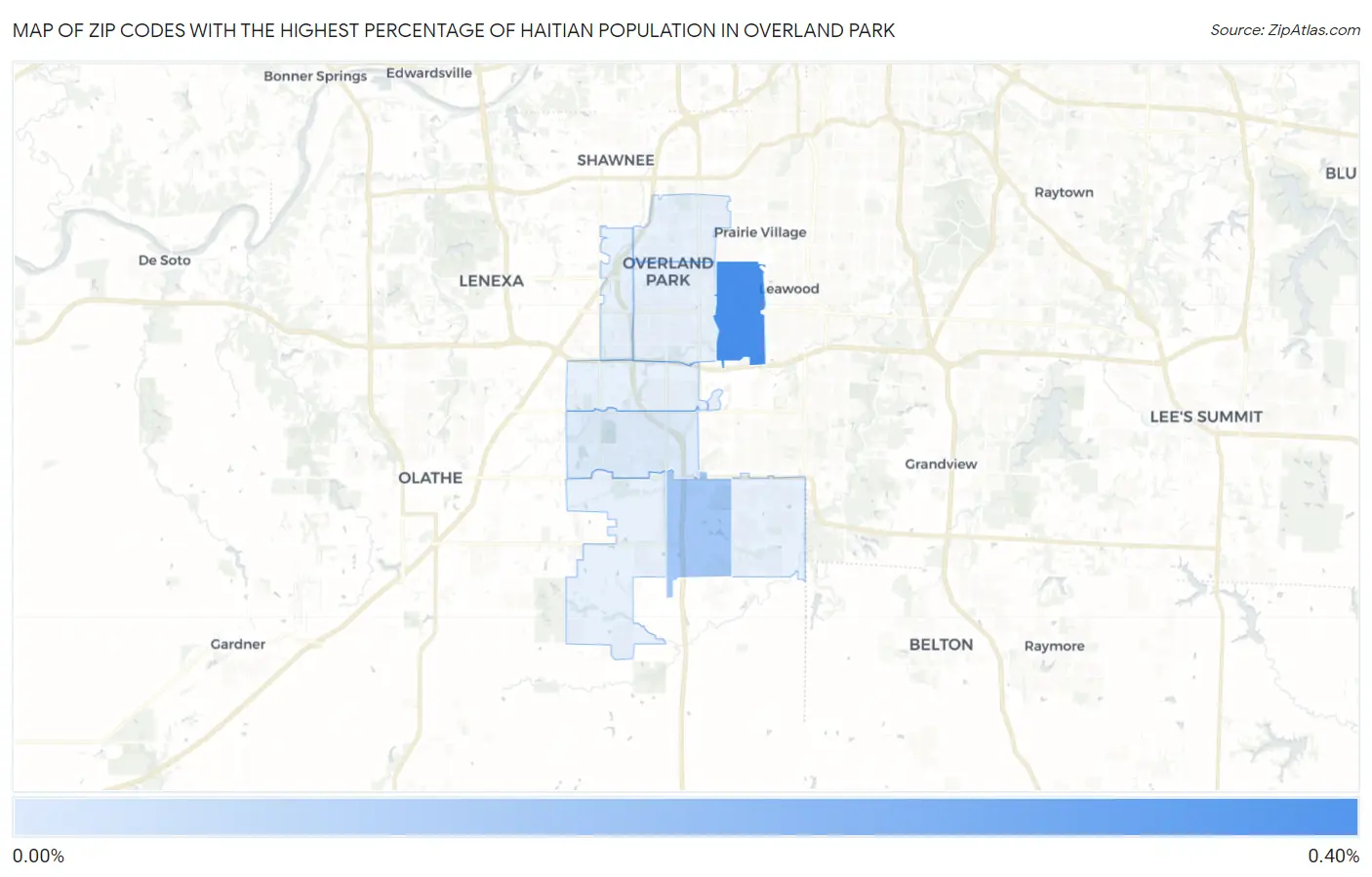 Zip Codes with the Highest Percentage of Haitian Population in Overland Park Map