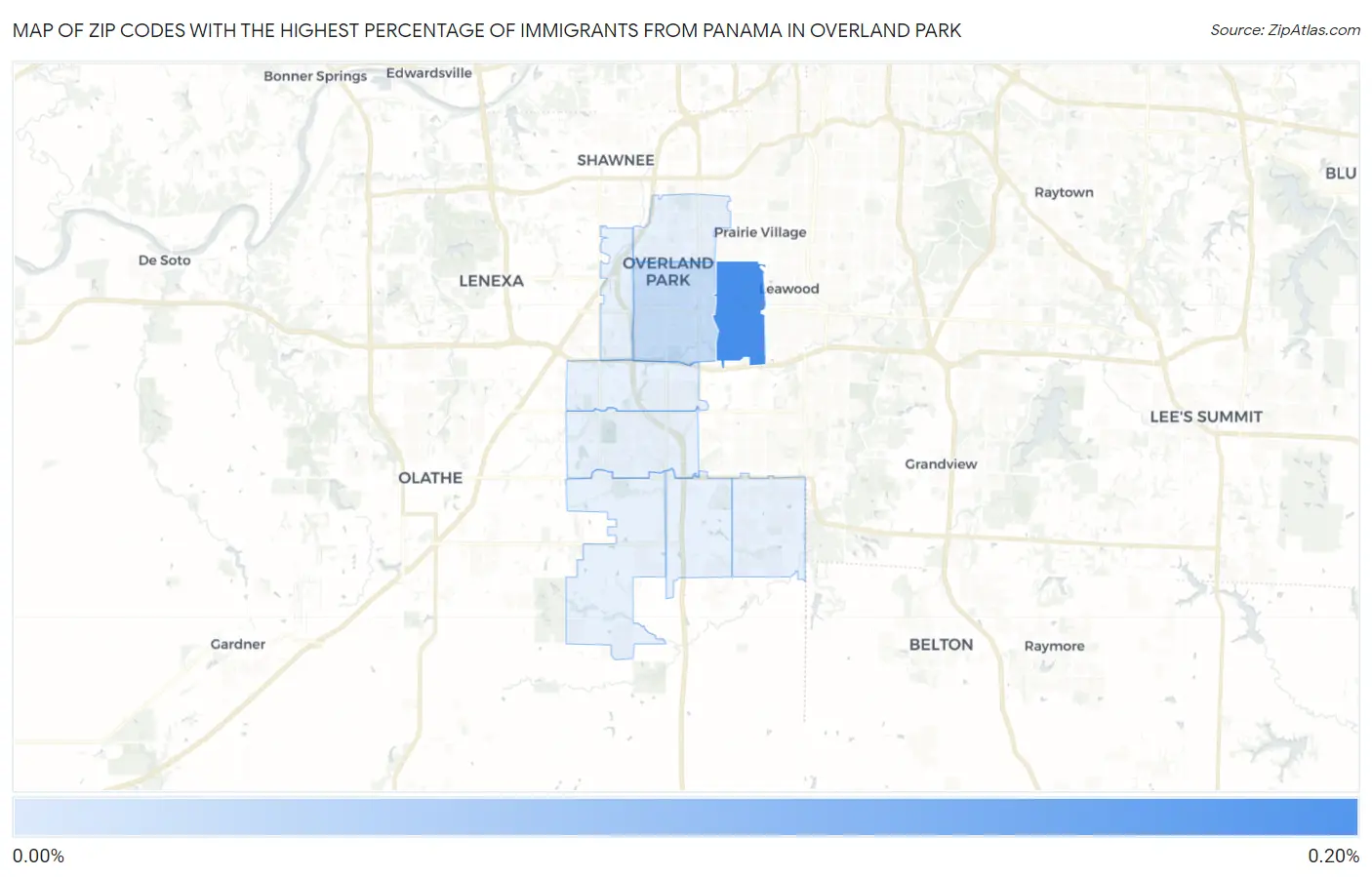 Zip Codes with the Highest Percentage of Immigrants from Panama in Overland Park Map