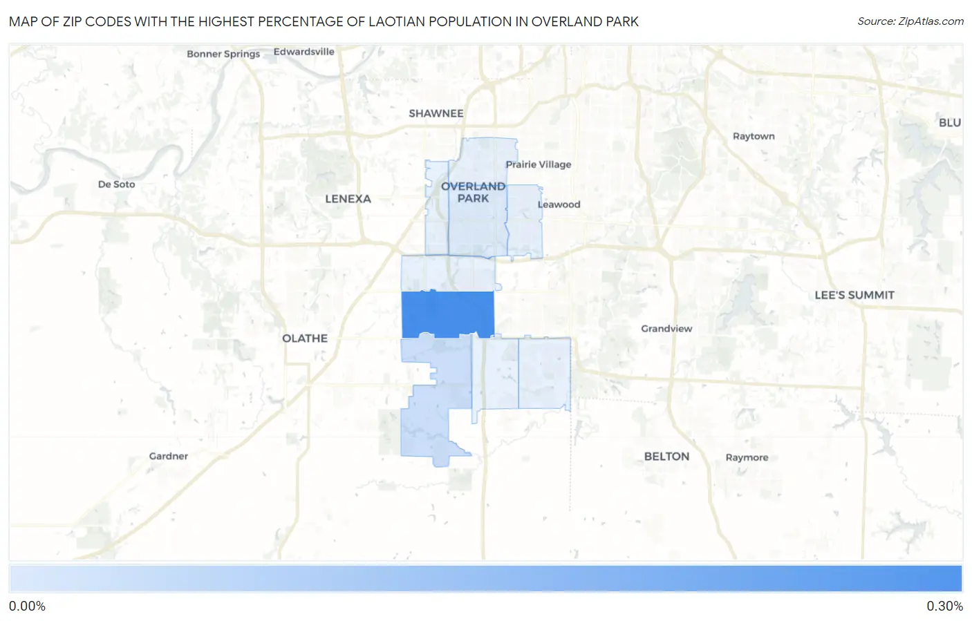 Zip Codes with the Highest Percentage of Laotian Population in Overland Park Map
